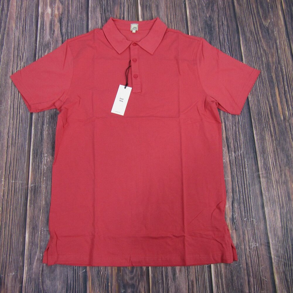 Swet Tailor Polo Shirt Mens Large Red‎ Short Sleeve Cotton Spandex Casual Top - Picture 3 of 8